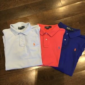 THREE men’s Ralph Lauren cotton polo shirts